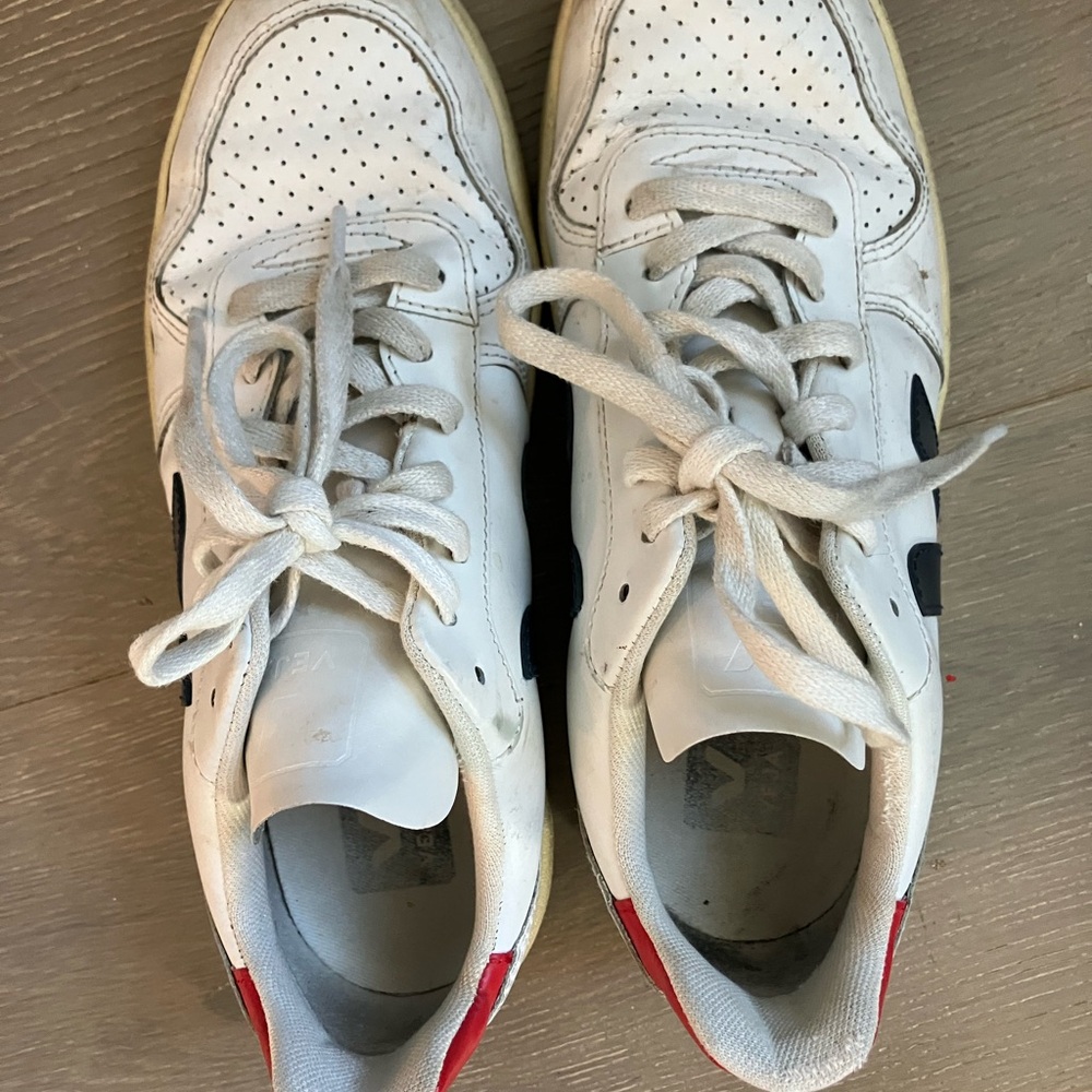 Veja White Sneakers with Red and Black Details